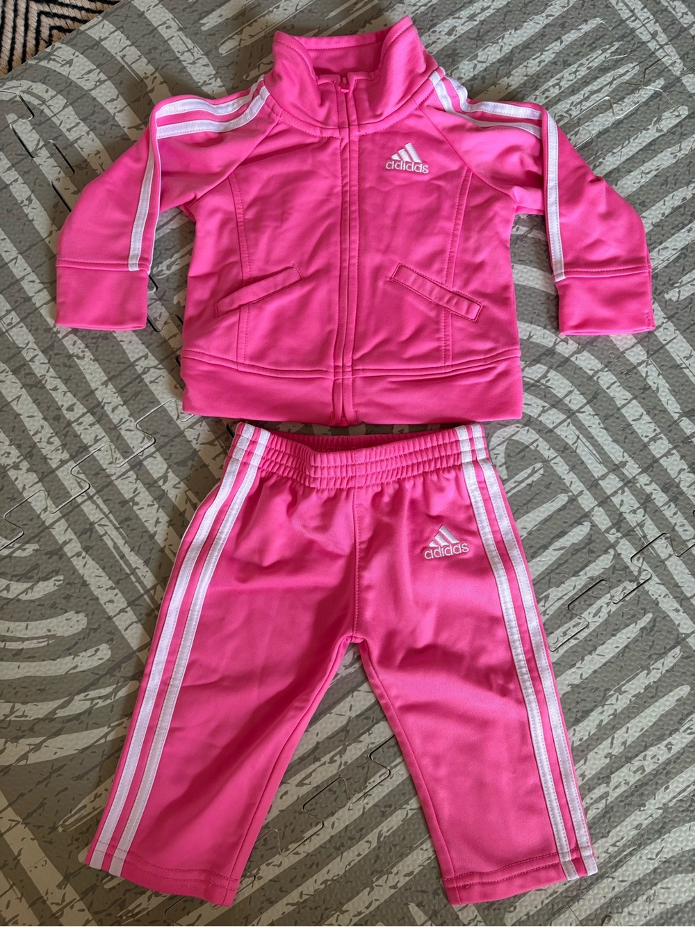 adidas Pink Kids Track Pants with White Stripes
